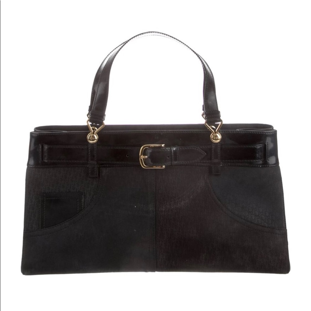 Christian Dior Limited Edition patent Leather and suede  Diorissimo Tote black
